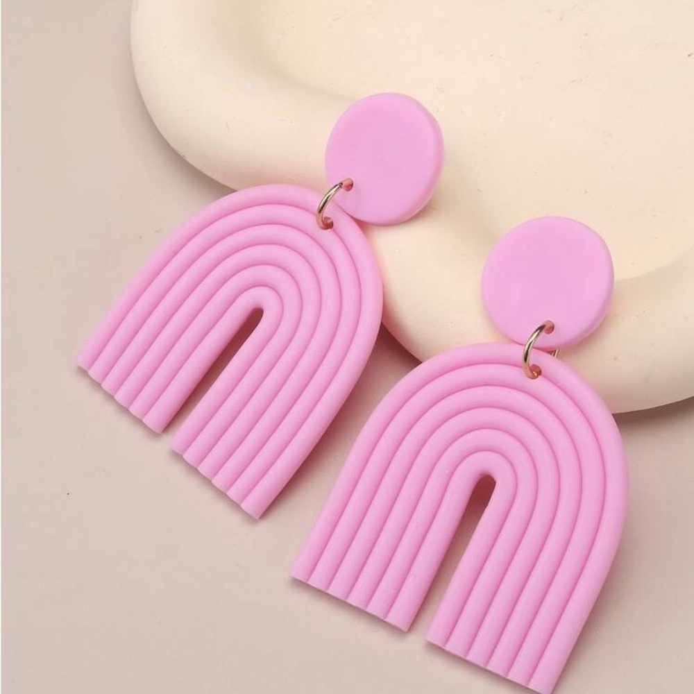 Pink Arch Statement Earrings